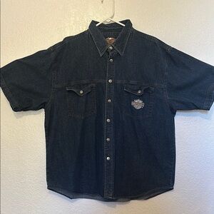 Harley-Davidson Men's Denim Shirt - Dark Blue